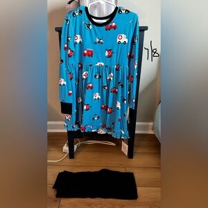 NWT Birdie Bean brand. Kids Blue Rescue Vehicles top with black leggings